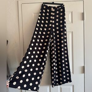 Polka Dot High Waist Wide Leg Trousers